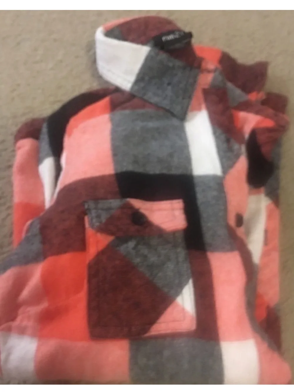 Rue21 Orange, Black & Cream Plaid Button-Down Shirt